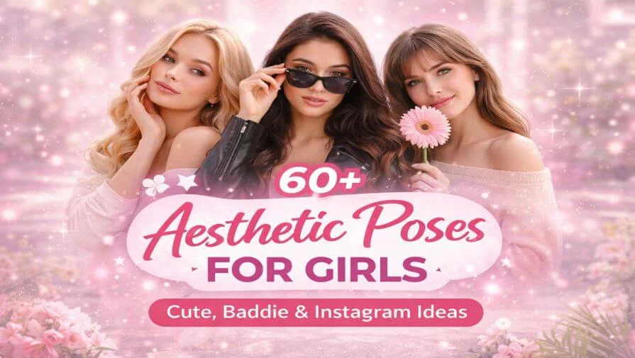 Aesthetic poses for girls guide with cute and baddie Instagram ideas