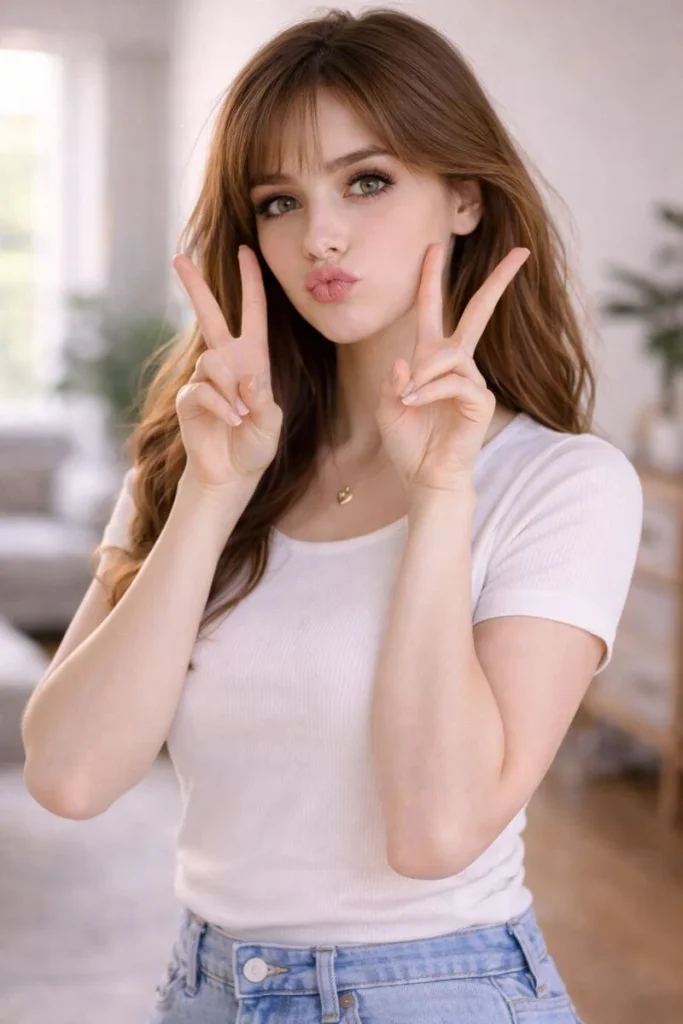 Aesthetic girl pout selfie pose for Instagram