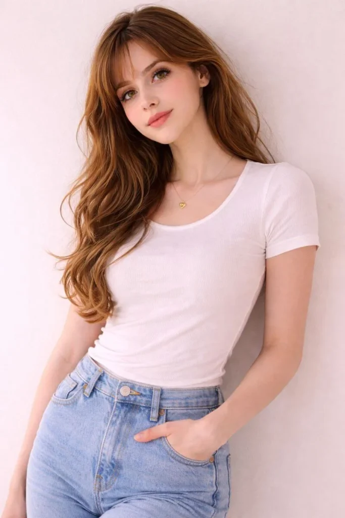 Aesthetic girl standing with minimal clean background