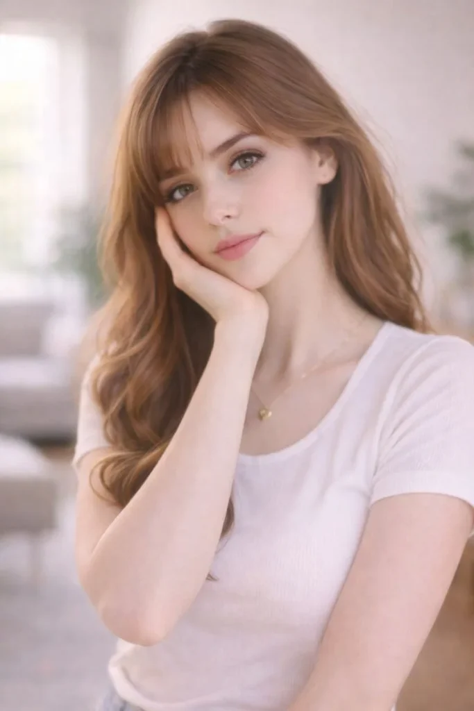 Natural aesthetic girl pose with soft filter and clean background