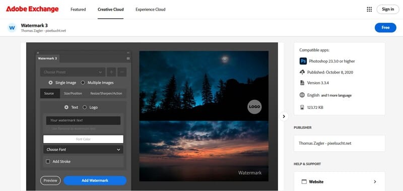 Watermark 3 Free Photoshop Plugin