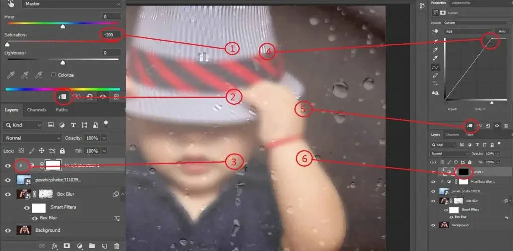 add a hue saturation adjustment layer