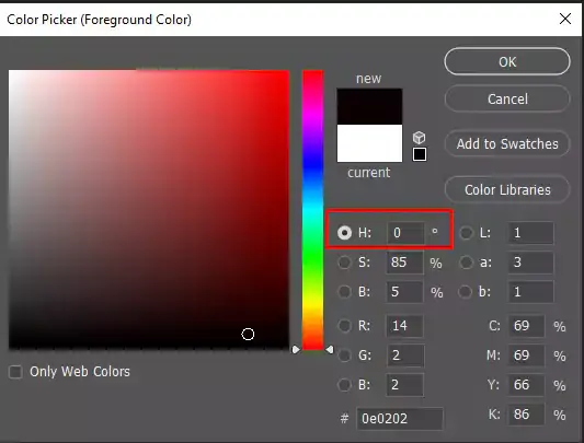 hue for black color