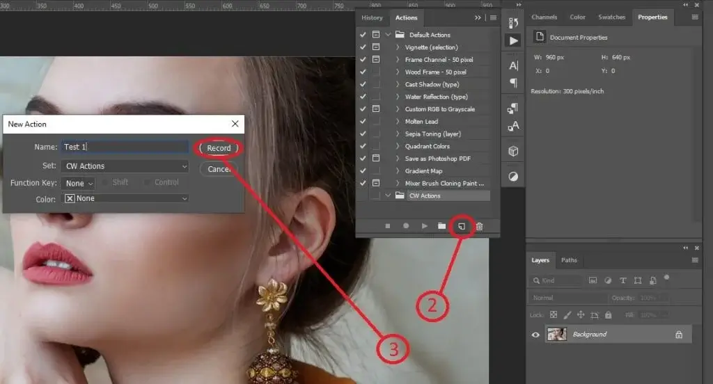 new photoshop action dialogue box