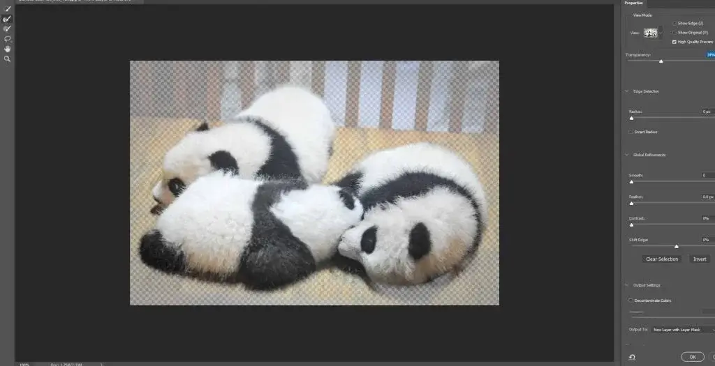 select & mask tool to remove background