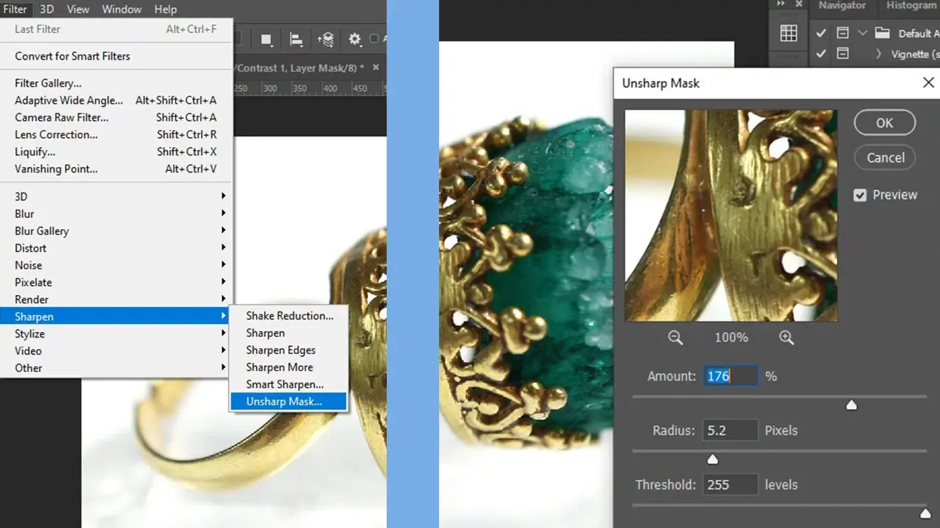 utilization of an unsharp mask