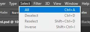 all option in menu photoshop