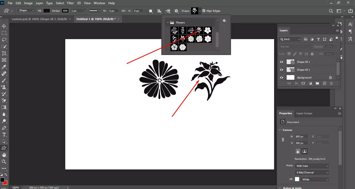 custom shapes photoshop