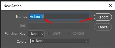 click record Butten in photoshop