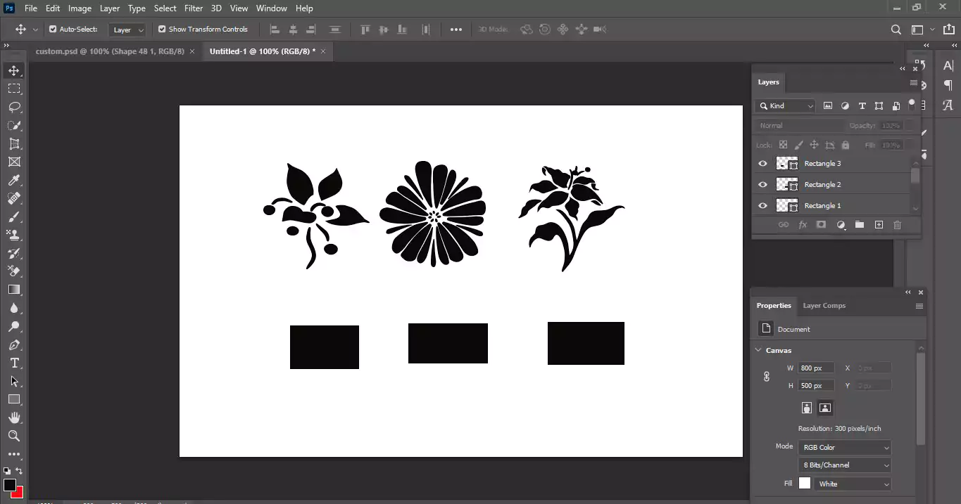 for custom shape creating 3 tubs for 3 flowers
