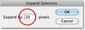expand the selection around 20px