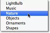 how to click on Nature option, snowflake shape border