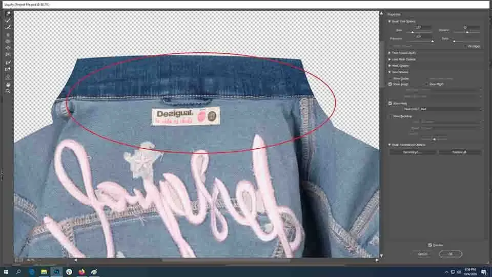 liquify on the back part