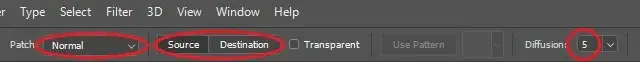 patch tool setting for frequency separation