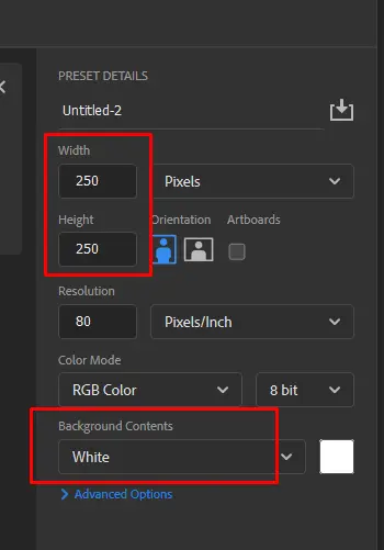 photoshop file setting for snowflake shape tutorial