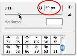 reduce the size of the brush to roughly 50px