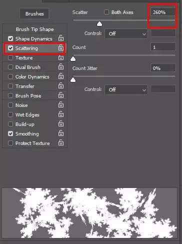 Set The Brush Dynamics Options, snowflake shape border