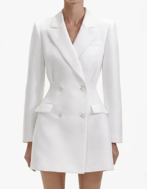 White Taffeta Tailored Mini Dress
