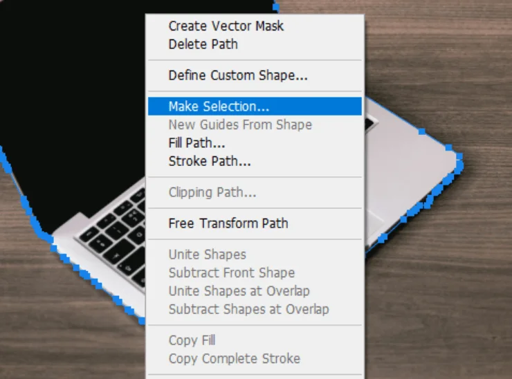 make a selection option in photoshop