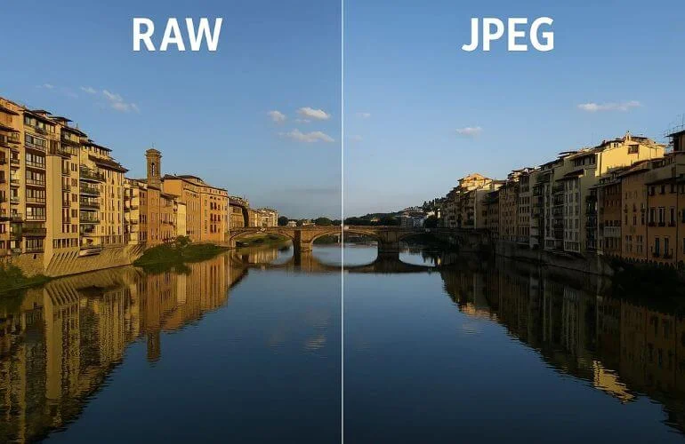 Side-by-side comparison of RAW vs JPEG smartphone photo editing showing detail in shadows and highlights