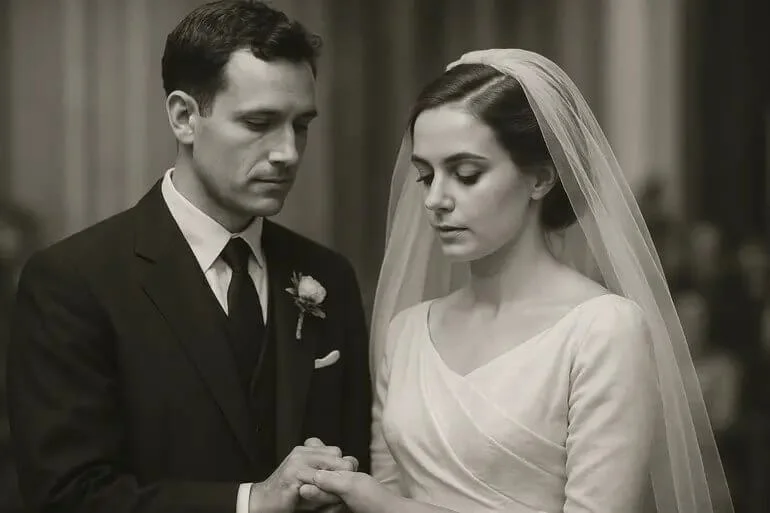 Timeless black and white wedding portrait capturing raw emotion.