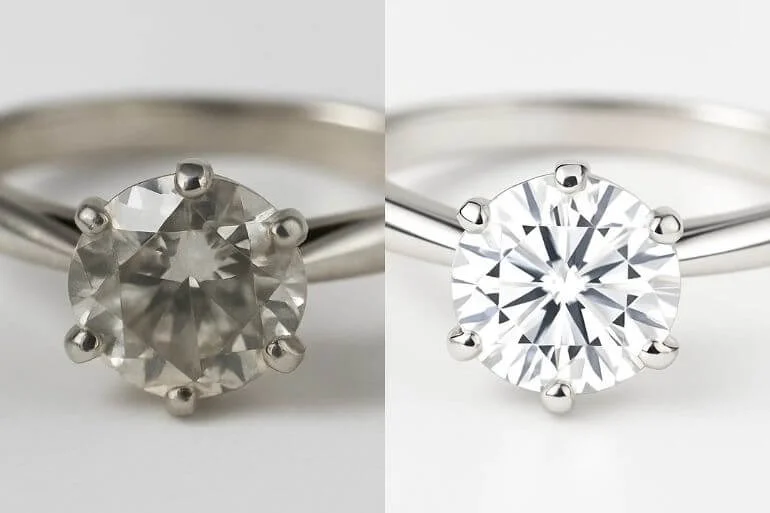 Diamond ring before and after gemstone photo retouching