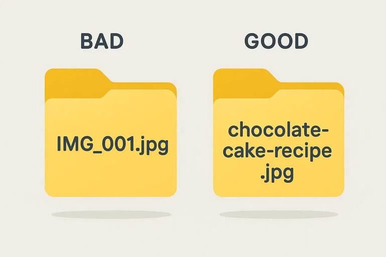 Comparison of image file names, one generic and one SEO-friendly.