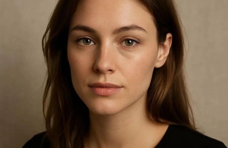Magazine photo editing keeping natural skin texture