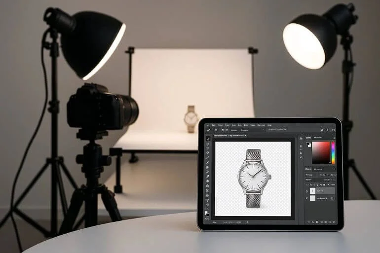 Clipping path background removal demonstrating photo editing basics for e-commerce