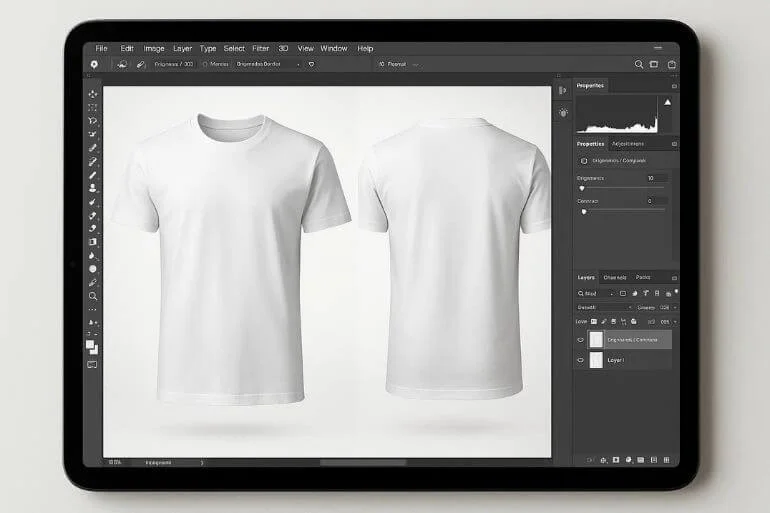 Clothing product displayed using ghost mannequin editing on white background