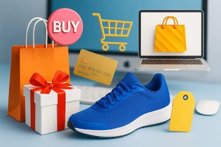 Multiple product images combined into a creative e-commerce composition