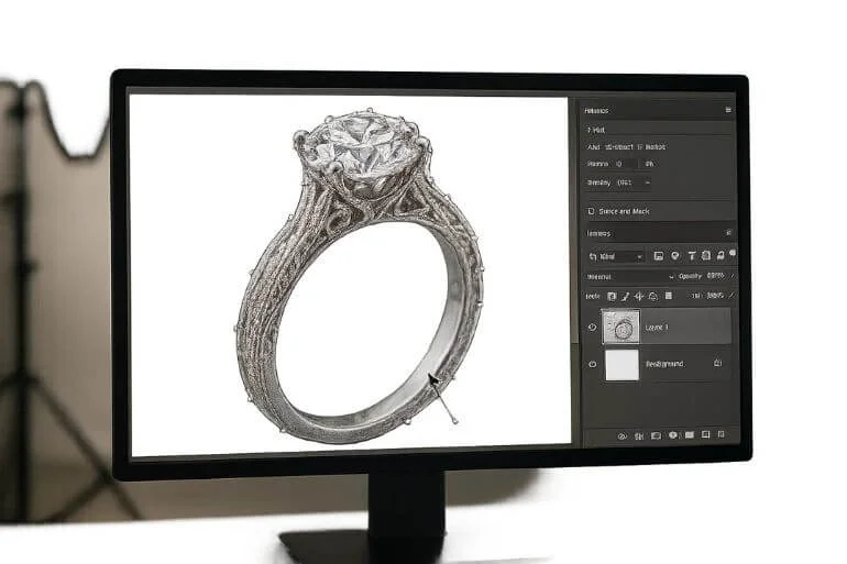 Product image with complex edges being edited using image masking