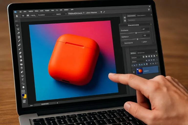 Photo retouching of product image illustrating photo editing basics for ecommerce