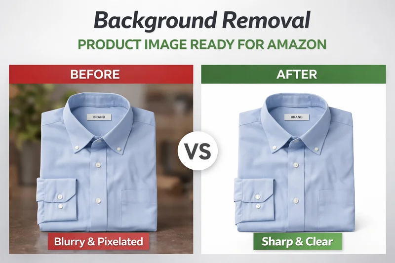 Before and after background removal showing an ecommerce product image cleaned and ready for marketplace use