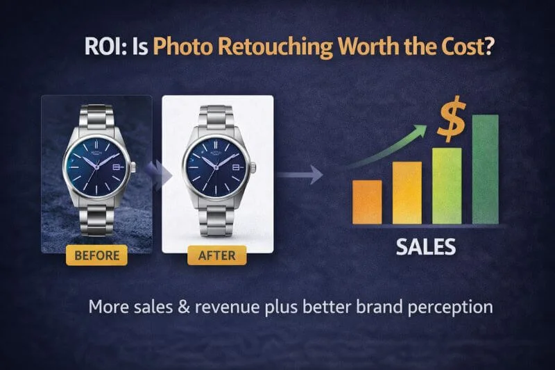 Before and after product image showing impact of professional photo retouching on sales performance
