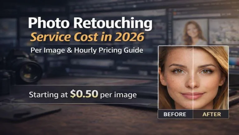 Photo retouching service cost comparison showing different pricing levels in 2026