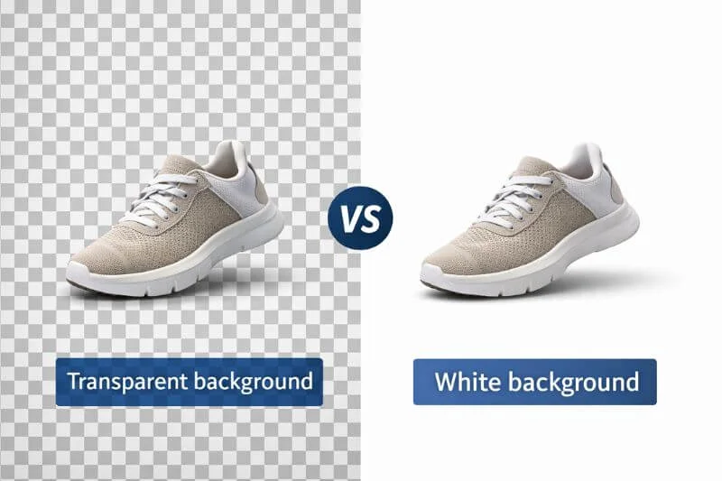 Transparent background vs white background comparison for product images