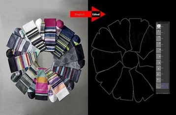 Clothing multi clipping path example with multiple paths used for fabric and color editing in apparel images