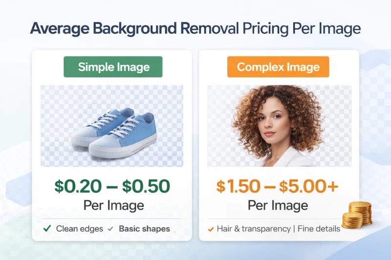 simple vs complex background removal image pricing comparison example