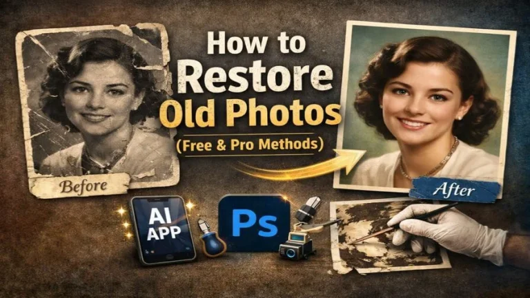 Before and after example of restoring old photographs professionally