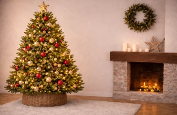 Christmas tree after editing with lights and decoration