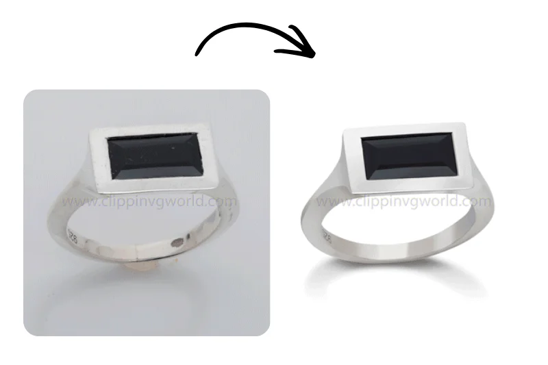 before and after jewelry photo editing for silver ring product image