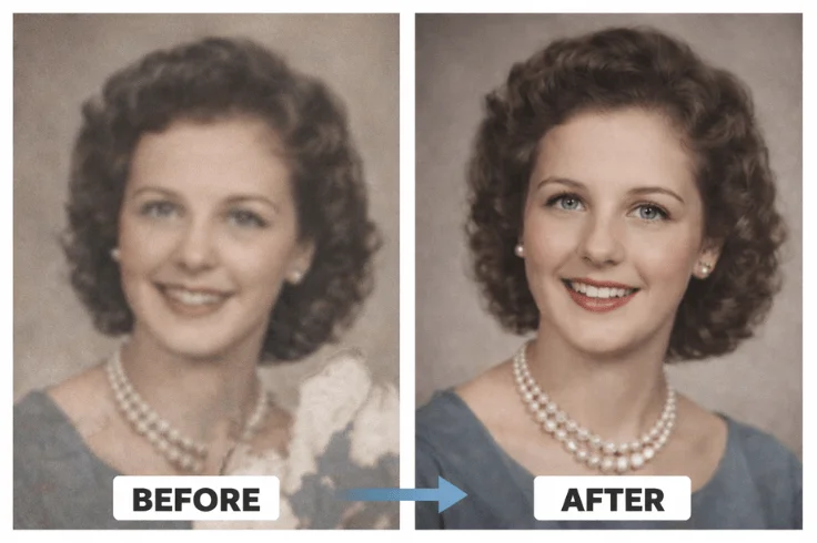 low quality photo enhancement before and after clarity improvement