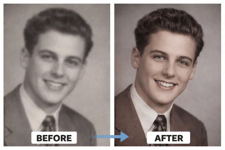 photo restoration before and after blurry face enhancement
