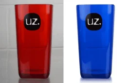 red to blue glass color correction example