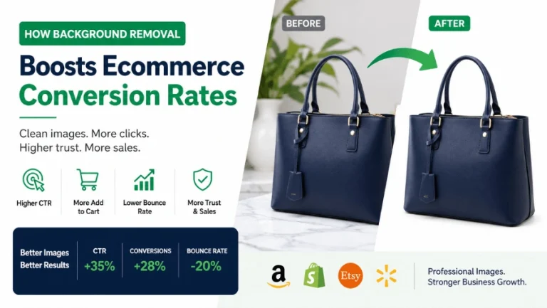 Before and after product image showing how professional background removal improves ecommerce conversion rates.