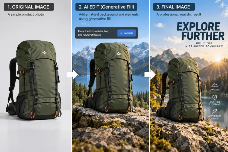 AI generative fill for advertising image editing