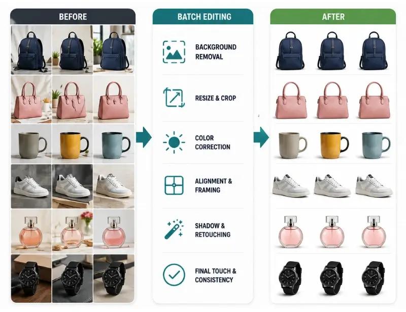 Batch editing tasks for Amazon product photos