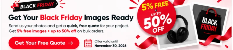 Black Friday photo editing offer with 5% free images and up to 50% off