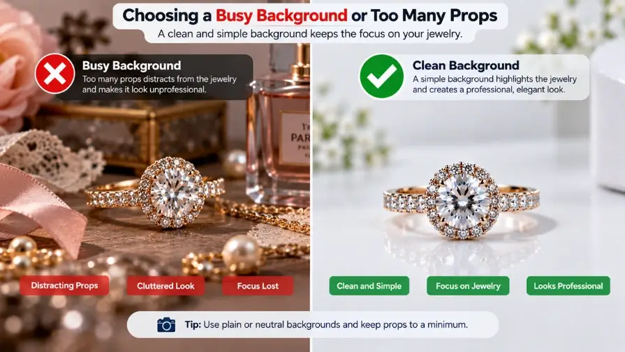 Busy and clean backgrounds for jewelry product photography